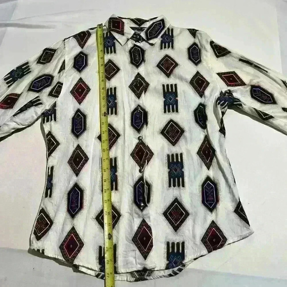 Vintage Wrangler Western Wear Aztec Colorful Button Up Shirt Womens Size Large - Picture 5 of 10